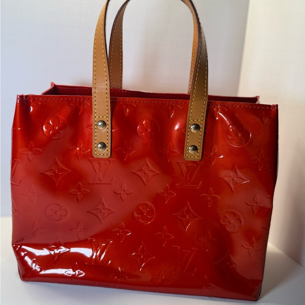 Louis Vuitton Red and Tan Glossy Tote